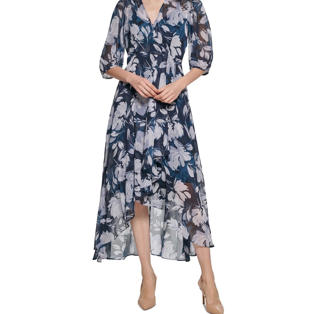 Calvin Klein women’s printed high-low midi dress